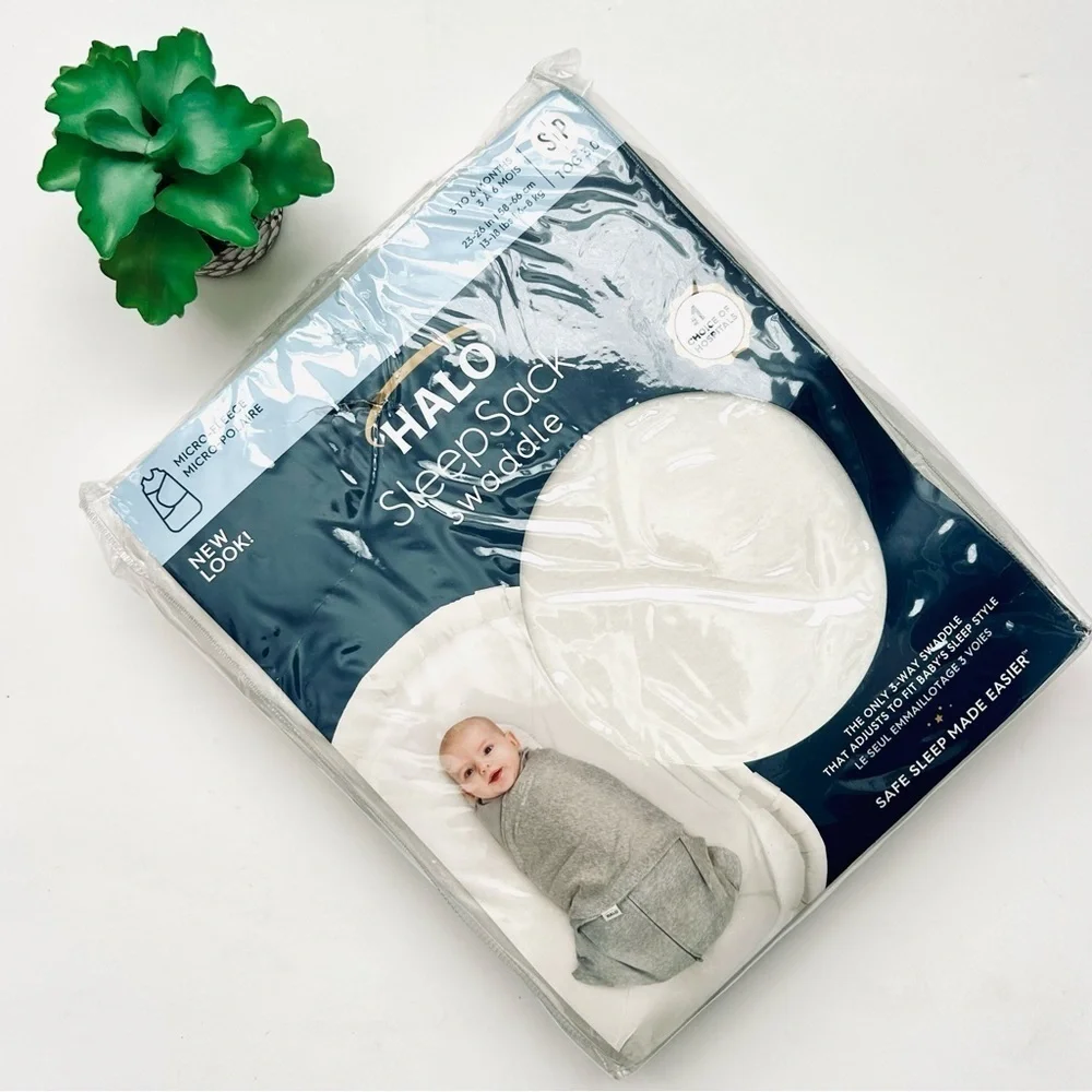 Halo SleepSack Swaddle Micro-Fleece TOG 3.0 Cream White Small 3-6 Months NWT